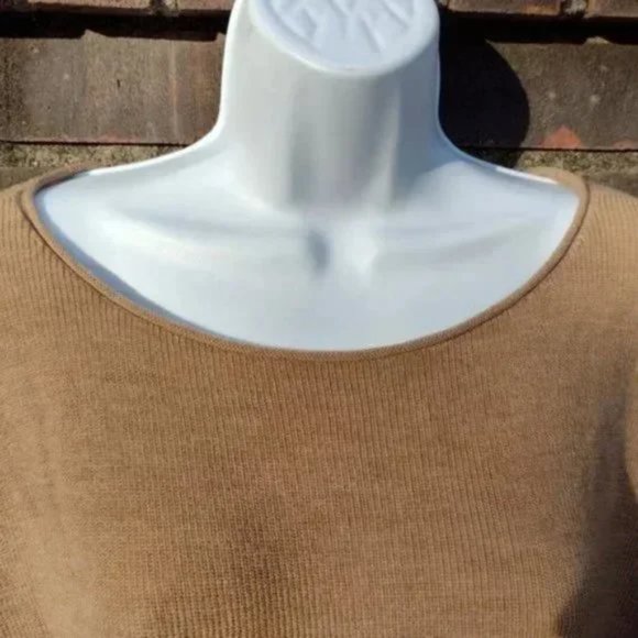 Eileen Fisher Camel Tan Merino Wool Sweater L NWT Italian Yarn Pullover Knit - Picture 7 of 9